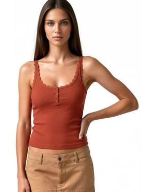 Busem Fitted Lace-Trim Cami Top - Orange