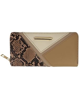 Black Moon Faux Leer Portemonnee Grote Gepaneelde Tas Kaart Munt Organiser - Naturel