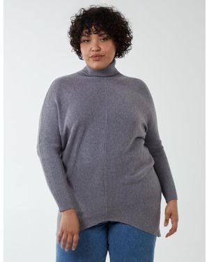 Blue Vanilla Curve Roll Neck Turtle Jumper - Grey