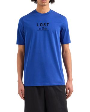Armani Exchange T Shirts Regular Fit Casual Summer Pullover Cotton Top New - Blue