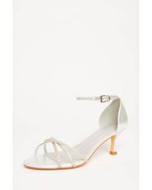 Quiz Diamante Cross Strap Heels - Natural