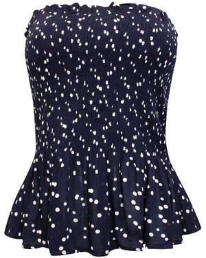 Secret Label Spotted Peplum Bandeau Top - Blue