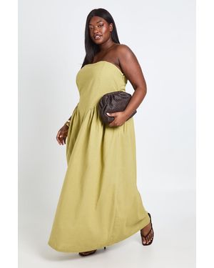 Boohoo Plus Bandeau Midaxi Dress - Yellow