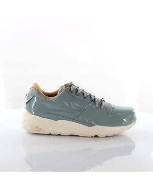 PUMA R698 Patent Nude Leather Lace Up Trainers 362274 02 - Blue