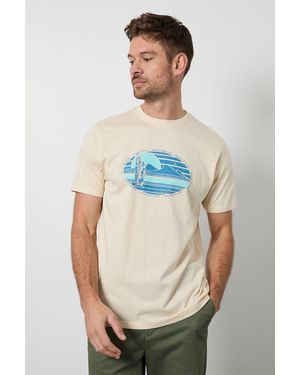 MAINE California Beach Printed T-Shirt Cotton - Blue