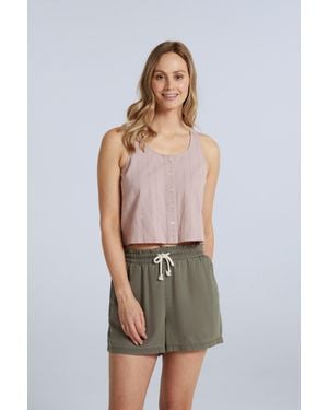 Mountain Warehouse 'Ali' Cotton Vest Casual Soft Lightweight Ladies Button Front Cami Top - Purple
