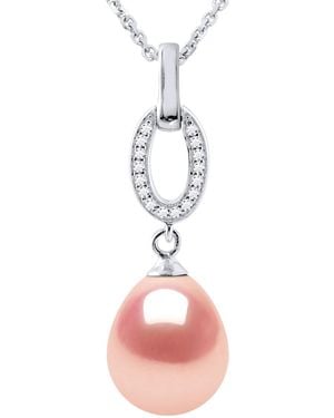 Diadema Shuttle Necklace Freshwater Pearl Jewellery 9-10 Mm 925 - Pink
