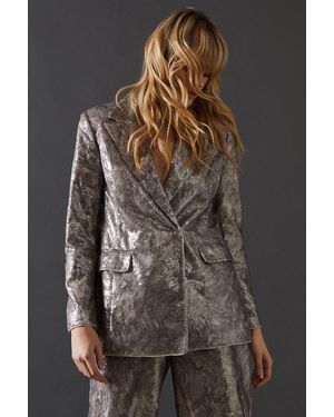 Warehouse Snake Print Sequin Blazer - Grey