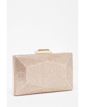 Quiz Diamante Geometric Box Bag - Natural