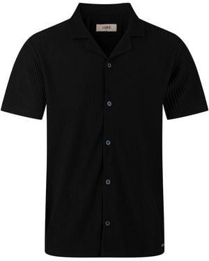 Luke 1977 Gwithian Ribbed Textured Short Sleeve Shirt - Black