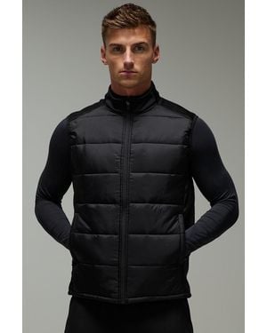 BoohooMAN Active Quilted Regular Fit Gilet - Black