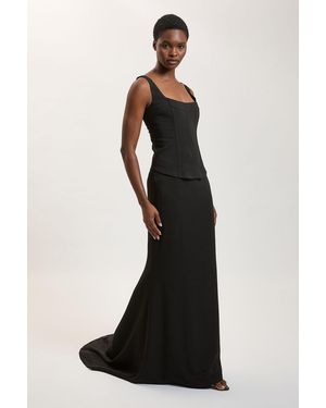 Karen Millen Compact Viscose Fishtail Maxi Skirt - Black