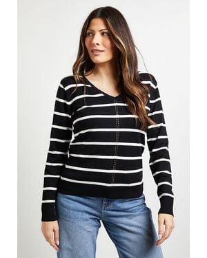 Wallis Breton Stripe Knitted Jumper - Black