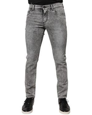 Dolce & Gabbana Slim Fit Acid Wash Jeans - Grijs