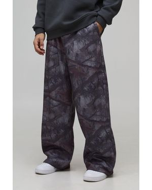 BoohooMAN Wide Leg Washed Camo Jogger - Black