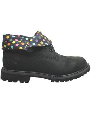 Timberland Af Authentic Roll Top Boots Leather Lace Up 8137A B70C Nubuck - Black
