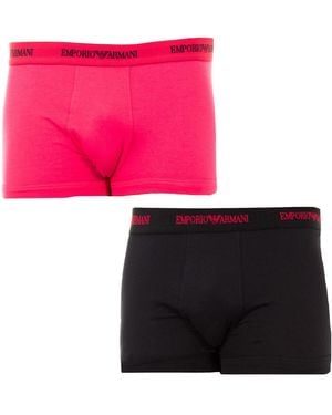 Emporio Armani Pack-2 Retro Elastic Cotton Boxers 111210-5A717 - Pink