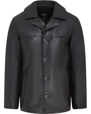 Infinity Leather 4 Button Italian Blazer Jacket - Black