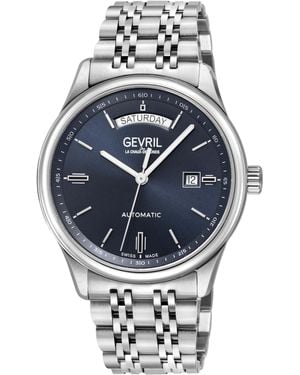 Gevril Excelsior 316L Stainless Steel Case, Dial, Bracelet Watch - Grey