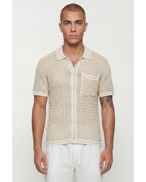 BoohooMAN Regular Fit Open Stitch Knitted Shirt - Natural