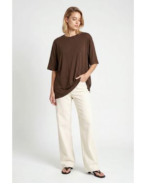 Happiness İstanbul Oversized Crew Neck T-Shirt - Natural