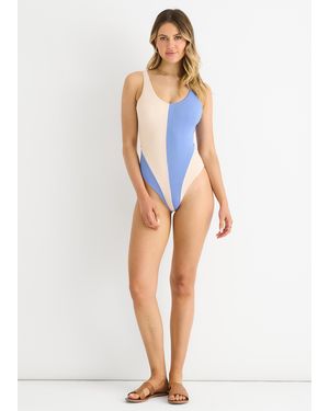 Gini London Multi Contrast Panel Swimsuit - White