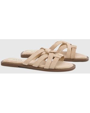 Oasis Michelle Faux Suede Caged Slip-On Flat Sandals - Pink