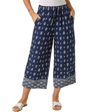 Roman Petite Aztec Border Cropped Trouser - Blue