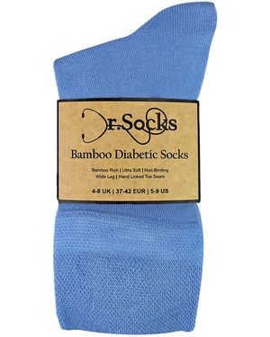Dr.Socks 4-Pack Bamboe Diabetessokken Zacht Ademend Niet-Bindend - Blauw