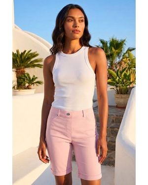 Roman Turn Up Stretch Shorts - Pink