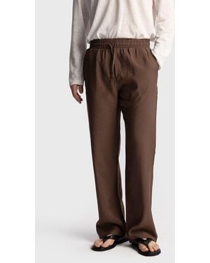 Giesto Relaxed Fit Tencel Trousers - Brown