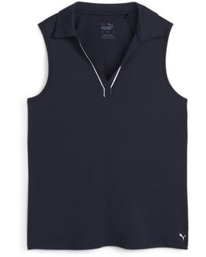 PUMA Cloudspun Piped Sleeveless Performance Polo Shirt - Blue