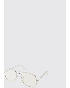 BoohooMAN Clear Frame Aviator Glasses - White