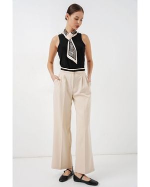 Bigdart High Waist Wide Leg Trousers With Pockets - Natural