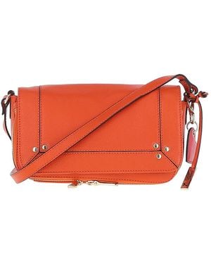 Ashwood Leather Blossom Flap Over Real Shoulder Bag - Orange