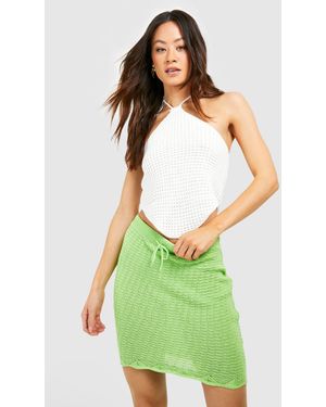 Boohoo Tall Crochet Mini Skirt - Green