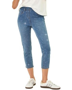 Roman Embellished Cropped Stretch Jeggings - Blue