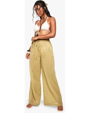 Boohoo Cheesecloth Beach Trousers - Metallic