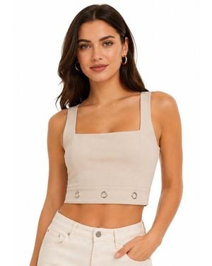 Gini London Eyelet Detail Strappy Crop Top - White