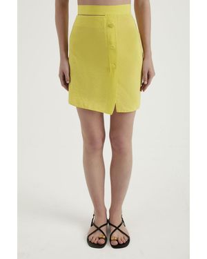 Hiccup High Waist Mini Skirt With A Side Buttons - Yellow