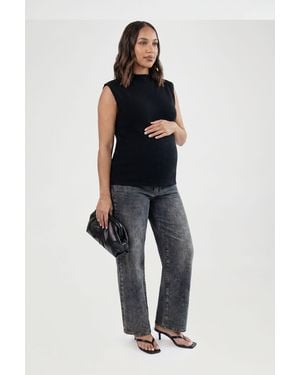 Boohoo Maternity Soft Knit Funnel Neck Top - Black