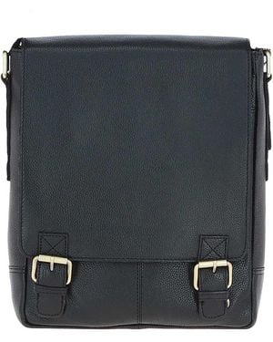 Ashwood Leather Classic A4 Flap-Over Messenger Bag - Black
