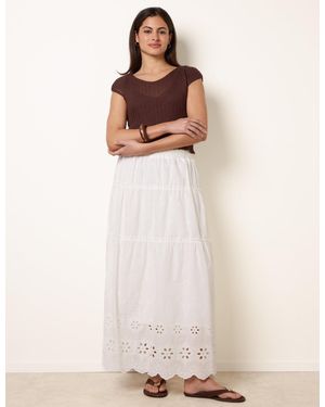 Blue Vanilla Crochet Detailed Maxi Skirt - Natural