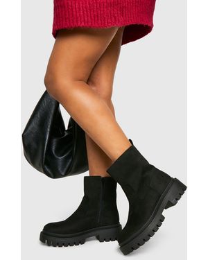 Boohoo Wide Fit Chunky Panel Detail Chelsea Boots - Black