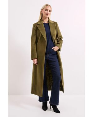 Wallis Belted Longline Midi Coat - Green