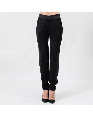 Smart & Joy Rechte Suede En Satijnen Broek - Zwart