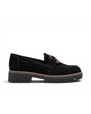 Tamaris Suede Leather Loafer Casual Shoes - Black