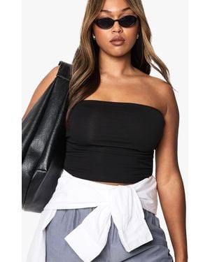 Boohoo Plus Basics Longer Length Bandeau Top - Black