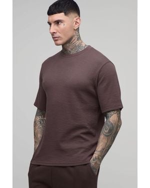 BoohooMAN Tall Essential Regular Waffle T-Shirt - Brown