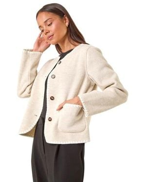 Roman Petite Blanket Stitch Jacket - Natural